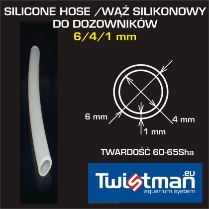 Wąż silikonowy 6/4/1 mm do dozowników dł. 1 metr (wysyłka 24h)
